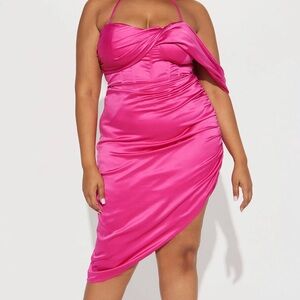 Fashion Nova Pink One Shoulder Dress